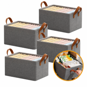 Caixas organizadoras de tecido com alças para guardar roupas e objetos