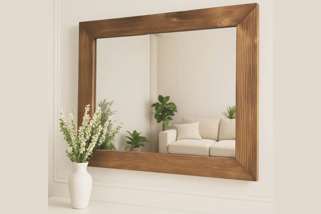 Espelho Rustico 120x80 Cm Moldura Madeira Decoração Parede