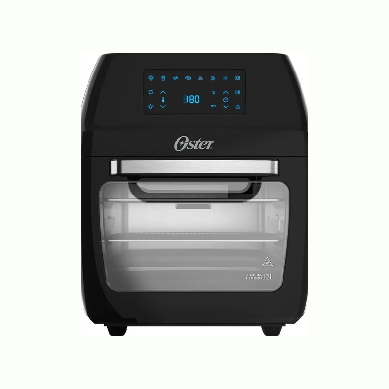 Air fryer Oster Oven Fryer 12 litros preta com visor frontal e painel digital